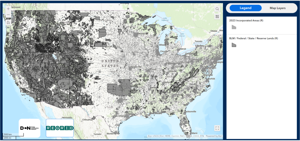 This map shows incorporated areas and other regions of the United States that may have additional considerations for construction aggregates.